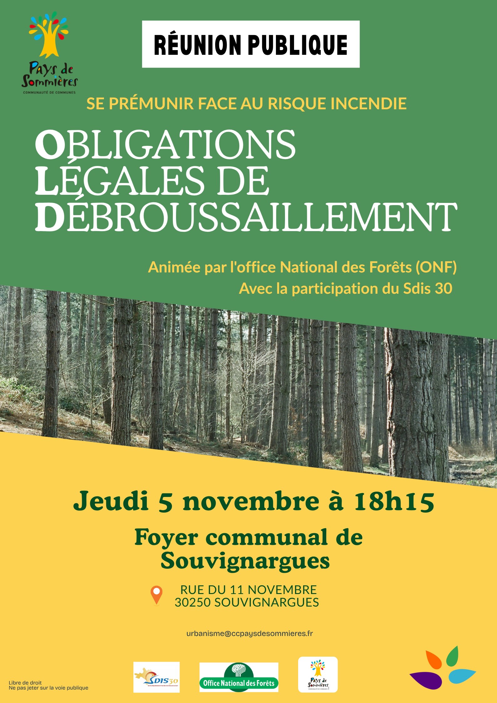 Affiche réunion publique OLD - CCPS, ONF et SDIS